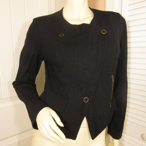 CAbi Black Moto Blazer Jacket Zip S Biker Rebel Indie Rock Punk Lagenlook Modern - Picture 4 of 16